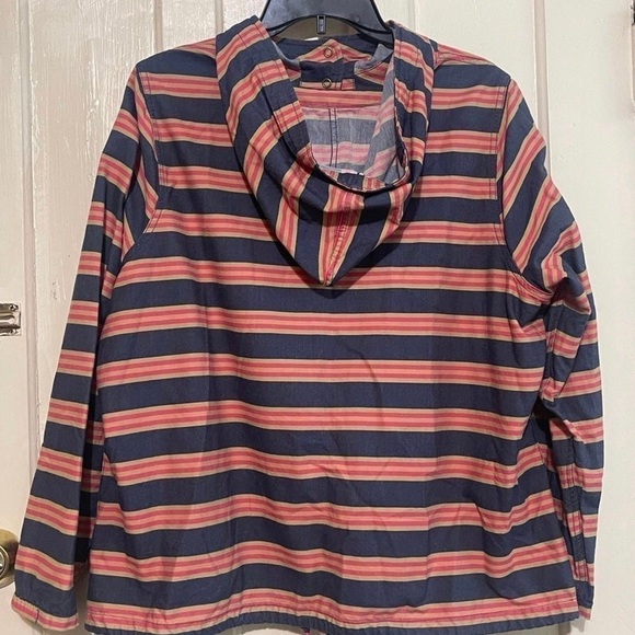Isaac Mizrahi women’s Blue Stripe Hoodie Jacket‎ Size 1X Lightweight Jacket - Picture 12 of 12